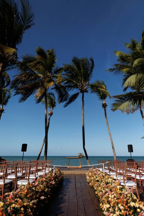 decoração de casamento com vista mar'