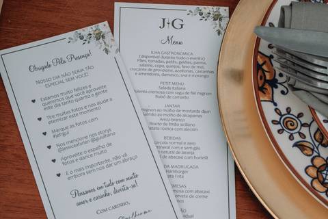 detalhes do menu do casamento'