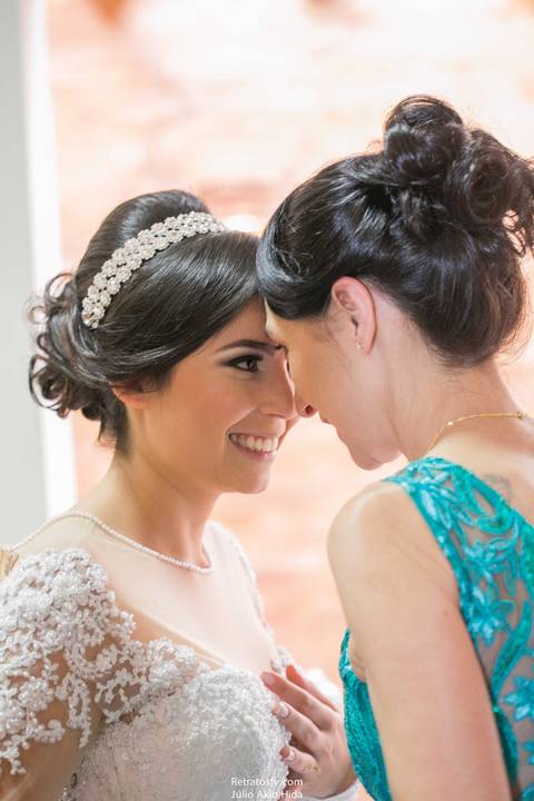 noiva e mãe no making of'