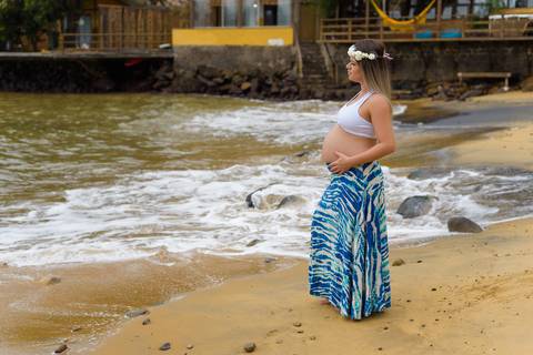ensaio gestante na praia'