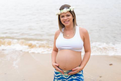 ensaio grávida na praia'