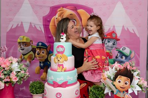 festa infantil 3 anos menina tema patrulha canina skye creche piu piu jardim encantado Parque residencial laranejeiras serra'