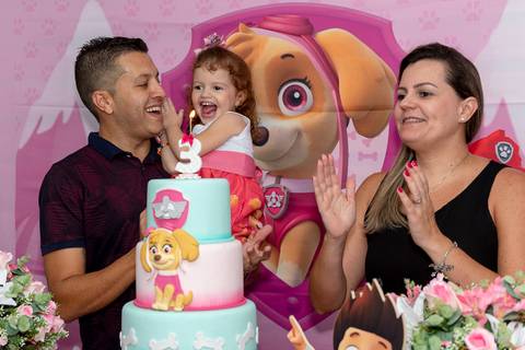 festa infantil 3 anos menina tema patrulha canina skye creche piu piu jardim encantado Parque residencial laranejeiras serra'