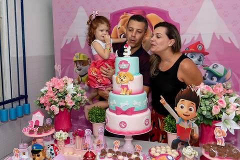 festa infantil 3 anos menina tema patrulha canina skye creche piu piu jardim encantado Parque residencial laranejeiras serra'