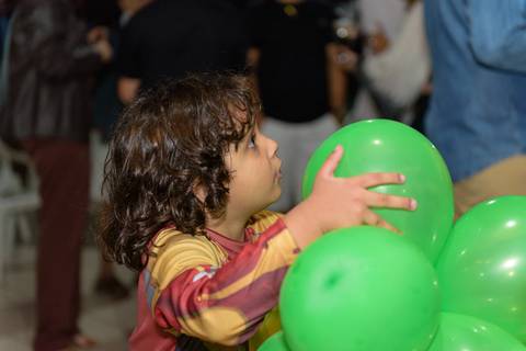 Muitos balões complementam a decoração com primor'