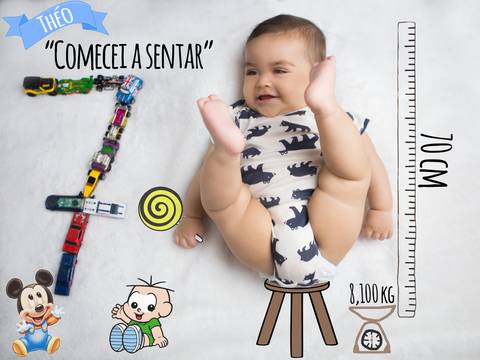 Comecei a Sentar, Ensaio de Acompanhamento Mensal 07 meses do Théo, Adriana Mesquita'
