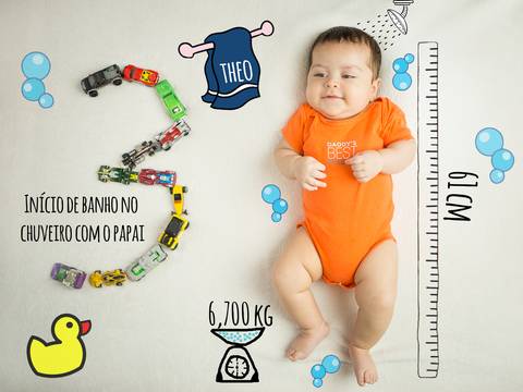 Banho no chuveiro com papai, Ensaio de Acompanhamento Mensal 03 meses do Théo, Adriana Mesquita'