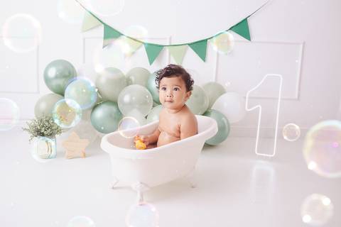 Ensaio Smash the Cake 1 ano, hora banho Studio Mila Werneck, Barueri'