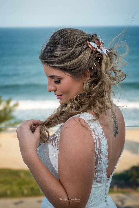 noiva penteado casamento paisagem praia do recreio '