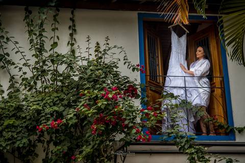 casa rústica decoração vestido de noiva sacada noiva'