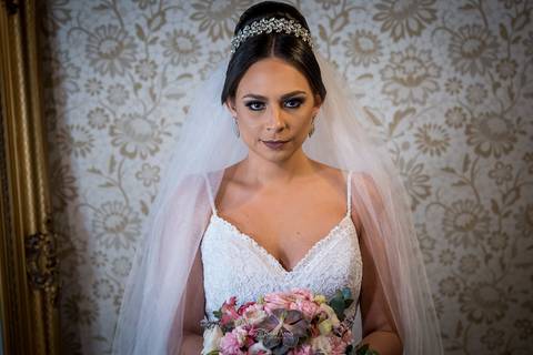 casamento noiva vestido maquiagem buque tons de rosa '