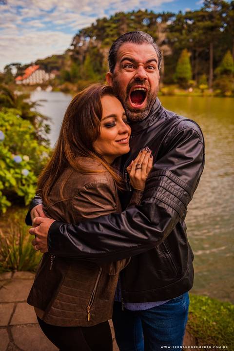 casal, careta, divertido, abraço, apertado'