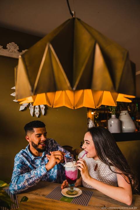 casal, sorriso, sobremesa'