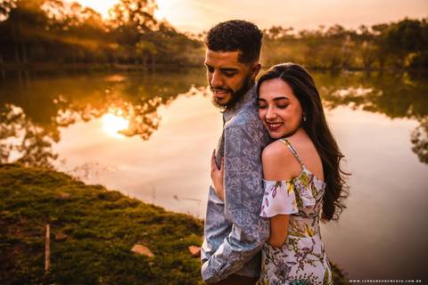 ensaio, casal, lago, por do sol'