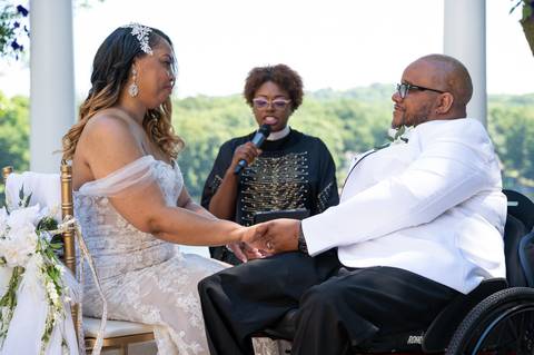 Photo by Vanessa Trettel,
Wedding photographer on location at The Water View, Monroe, CT in July 2022.
It's an image of the bride and groom sharing their first kiss.'