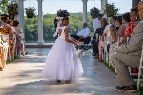 Photo by Vanessa Trettel,
Wedding photographer at Venue The Water View, Monroe, CT in July 2022.
It is an image of the flower girl'