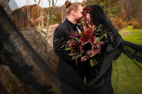 Halloween wedding
black wedding dress
wedding tattoo ring
fall wedding in CT
wedding venue with a lake in CT
Lake House Wolcott CT
wedding Bouquet with crystal
Wedding photography
wedding in October
Vanessa Trettel Photography
wedding at Lake House
'