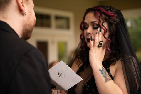 Halloween wedding
black wedding dress
wedding tattoo ring
fall wedding in CT
wedding venue with a lake in CT
Lake House Wolcott CT
wedding Bouquet with crystal
Wedding photography
wedding in October
Vanessa Trettel Photography
wedding at Lake House
'