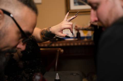 Halloween wedding
black wedding dress
wedding tattoo ring
fall wedding in CT
wedding venue with a lake in CT
Lake House Wolcott CT
wedding Bouquet with crystal
Wedding photography
wedding in October
Vanessa Trettel Photography
wedding at Lake House
'