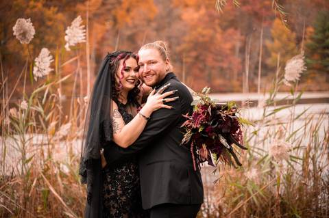 Halloween wedding
black wedding dress
wedding tattoo ring
fall wedding in CT
wedding venue with a lake in CT
Lake House Wolcott CT
wedding Bouquet with crystal
Wedding photography
wedding in October
Vanessa Trettel Photography
wedding at Lake House
'