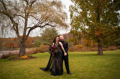 Halloween wedding
black wedding dress
wedding tattoo ring
fall wedding in CT
wedding venue with a lake in CT
Lake House Wolcott CT
wedding Bouquet with crystal
Wedding photography
wedding in October
Vanessa Trettel Photography
Lake House 66 central Ave
'