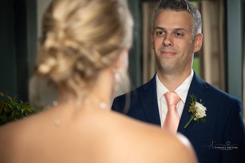 Wedding in CT, Heavitree Bed and Breakfast, Caroline and Matthew, wedding photographer, rainy day, First Look, indoor ceremony, love and happiness, emotional moments, wedding photos. 
Vanessa Trettel Photography'