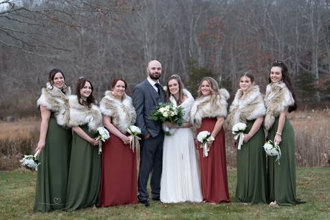 Wedding photo at The Hounds, Stonington CT, bride picture with the bouquet and the bridesmaid all together and the little dog, the photographer was by Vanessa Trettel.
Professional wedding photographer
CT wedding Venue
engagement photographer'
