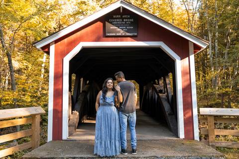 With the sun casting a warm embrace, Bruna & Rogerio stroll hand in hand through the autumn foliage, their love painting a picture of pure bliss.
Best wedding Photographer in CT
Vanessa Trettel photography
Engagement photography at Southford Fall CT'