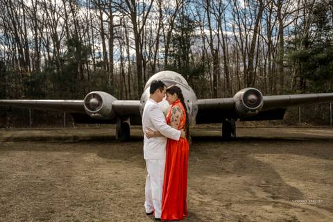 Capture your love story against CT's scenic backdrop. Stunning wedding photography awaits! Book your dream shoot.
New England Air Museum in Windsor Locks CT, Red wedding Dress, Chinese wedding, Best wedding Photographer in CT
Vanessa Trettel photography'