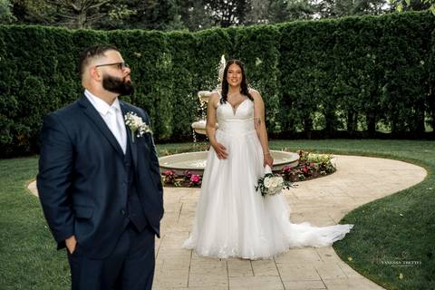 Briana shares a heartfelt First Look with her father at The Waterview in Monroe, CT. Her father’s eyes light up as he sees her in her wedding dress for the first time, capturing an unforgettable, emotional moment filled with love and pride.'