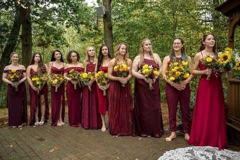 Connecticut bridesmaids holding lush floral arrangements during a romantic September wedding ceremony.
Vanessa Trettel Photography
Wedding photo at Pavillion on Crystal Lake | Middletown - CT'