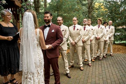 Groomsmen standing behind Sean as he awaits his bride at their Pavilion on Crystal Lake wedding.
Vanessa Trettel Photography
Wedding photo at Pavillion on Crystal Lake | Middletown - CT'