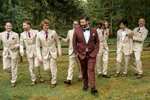 A relaxed shot of the groom and his wedding party sharing a laugh before the ceremony at Pavilion on Crystal Lake.
Vanessa Trettel Photography
Wedding photo at Pavillion on Crystal Lake | Middletown - CT'