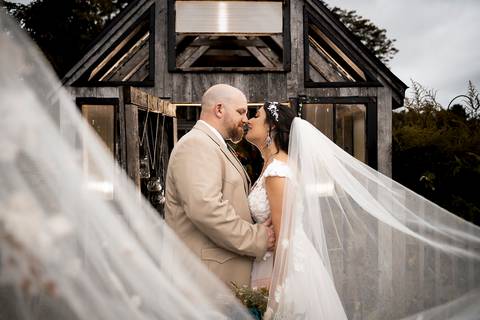 Rustic barn wedding reception at Angel and Anchor Farm, with romantic string lights and joyful dancing — a perfect countryside wedding in Connecticut.'