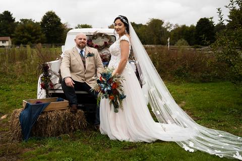 Rustic barn wedding reception at Angel and Anchor Farm, with romantic string lights and joyful dancing — a perfect countryside wedding in Connecticut.'