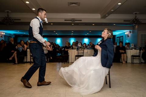 The garter toss turns into a hilarious moment of friendly competition.'