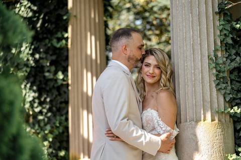 Walking into their future, hand-in-hand. So much love for these two! #Newlyweds #WeddingPhotos #EoliaMansion #Connecticut'