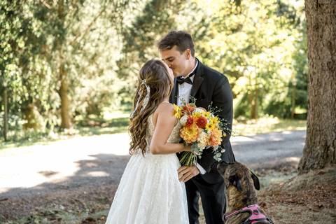 Bride and groom share an emotional First Look under the summer sunlight at Gastler Farm in Durham, CT. A perfect wedding moment captured.'