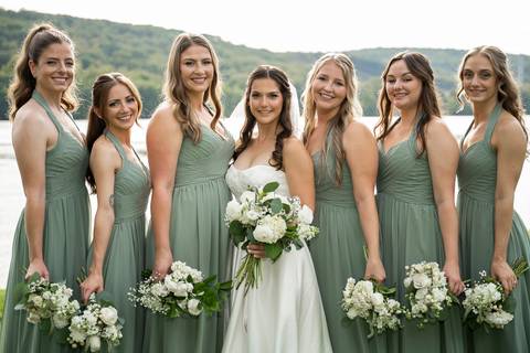 A closer moment shows the bride laughing with her bridesmaids, a candid interaction full of warmth, friendship, and joy.
Vanessa Trettel Photography'