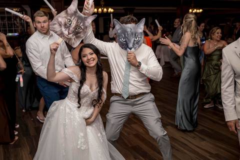 The dance floor was ON FIRE! Jeffrey & Kiara celebrating with their friends. High-energy Aqua Turf Club reception!'