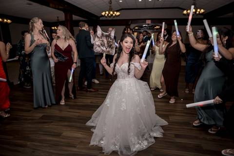 The dance floor was ON FIRE! Jeffrey & Kiara celebrating with their friends. High-energy Aqua Turf Club reception!'