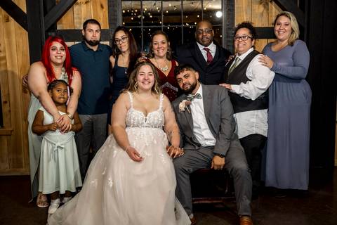 Bride and groom celebrating with guests at Nuzzo’s Farm wedding reception by Vanessa Trettel, CT Wedding Photographer serving NY'