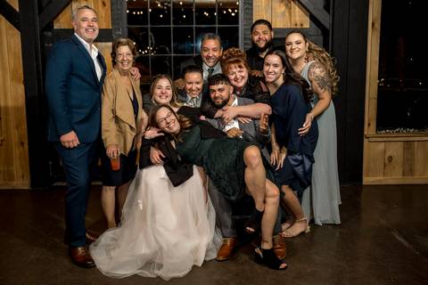 Wedding guests dancing and celebrating at Nuzzo’s Farm by Vanessa Trettel, CT Wedding Photographer serving NY'