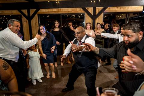 Wedding reception party atmosphere at Nuzzo’s Farm captured by Vanessa Trettel, CT Wedding Photographer serving NY'