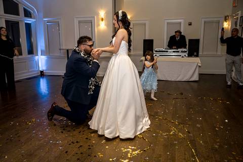 A packed dance floor showing how much fun indoor weddings in NY can be, expert reception coverage by Vanessa Trettel Photography.'
