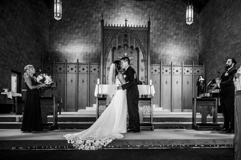 B&W photo of the first kiss at St. Rita’s Church, Hamden.
Vanessa Trettel Photography
Wedding photo at Anthony's Ocean View | New Haven CT '