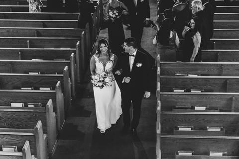 Alison and Joseph cheering during their grand church exit in Hamden.
Vanessa Trettel Photography
Wedding photo at Anthony's Ocean View | New Haven CT '
