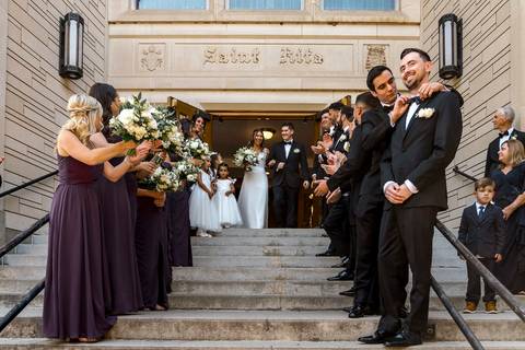 The couple posing on the iconic steps of St. Rita’s Church.
Vanessa Trettel Photography
Wedding photo at Anthony's Ocean View | New Haven CT '