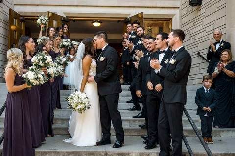 Romantic portrait of the couple outside their ceremony venue.
Vanessa Trettel Photography
Wedding photo at Anthony's Ocean View | New Haven CT '