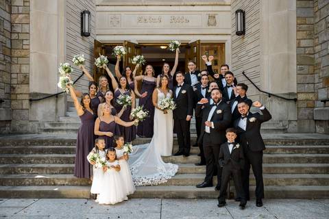 Beautiful architectural shot of the couple at St. Rita’s Church.
Vanessa Trettel Photography
Wedding photo at Anthony's Ocean View | New Haven CT '
